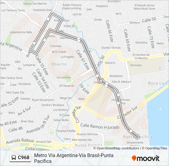 C968 Bus Line Map