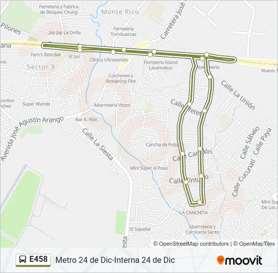 E458 Bus Line Map