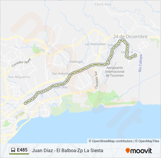 Mapa de E485 de autobús