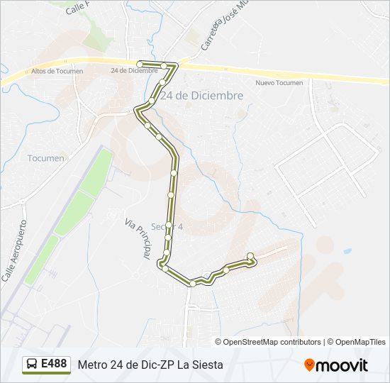 Mapa de E488 de autobús