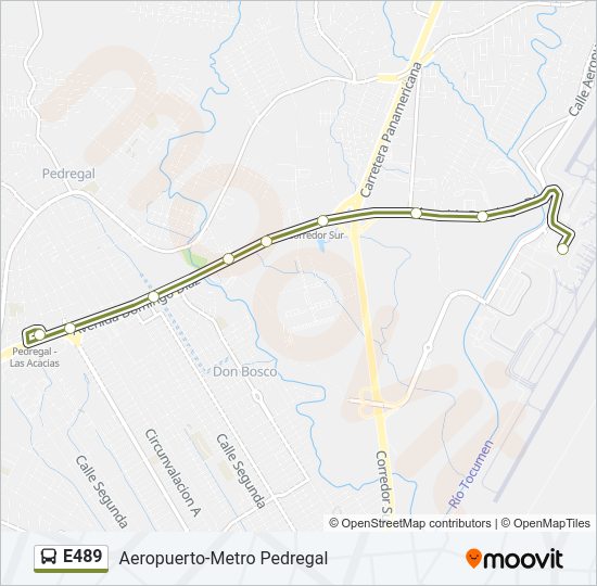 Mapa de E489 de autobús