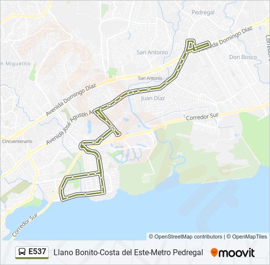 E537 bus Line Map