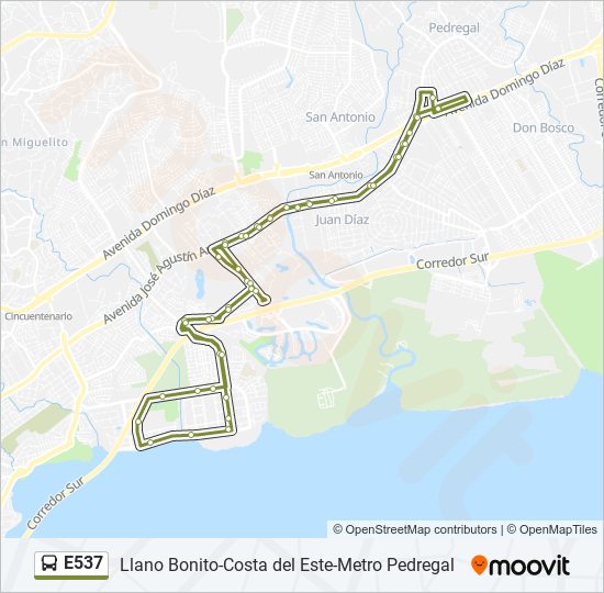 Mapa de E537 de autobús