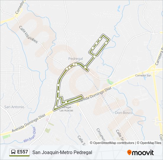 Mapa de E557 de autobús