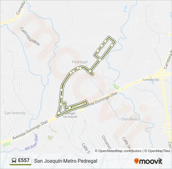 E557 Bus Line Map