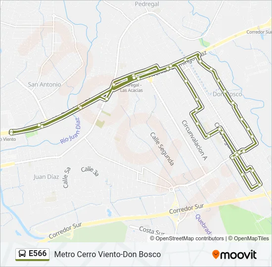 E566 Bus Line Map
