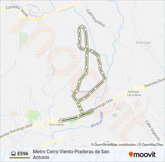 Mapa de E596 de autobús