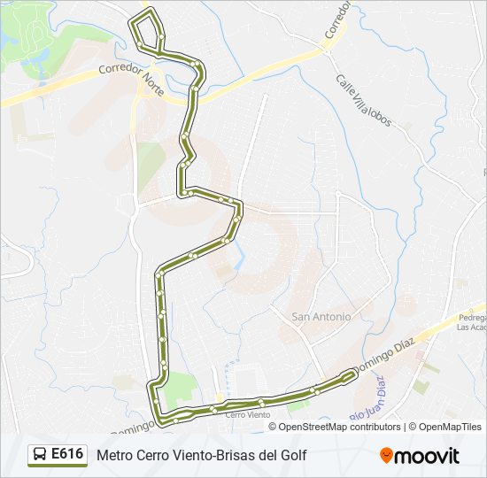 E616 bus Line Map