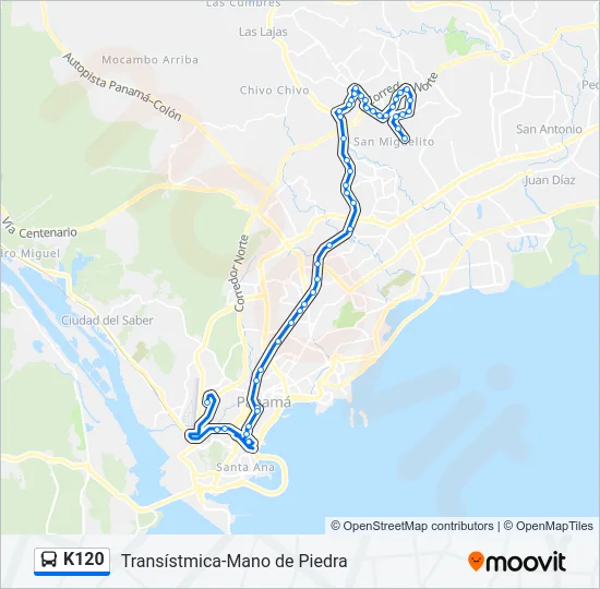 K120 Bus Line Map