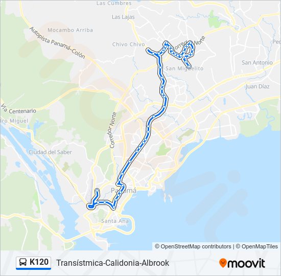 Mapa de K120 de autobús