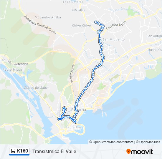 K160 bus Line Map