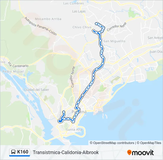 K160 Bus Line Map