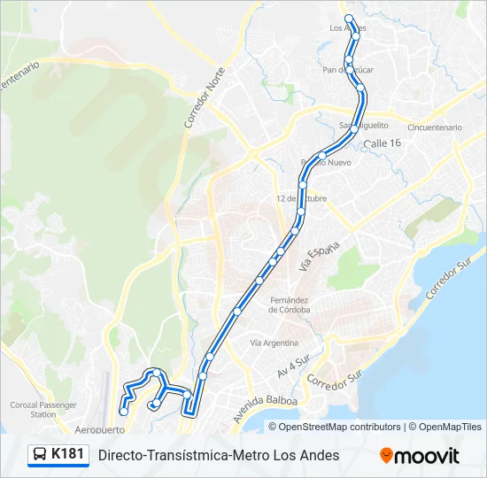 K181 Bus Line Map