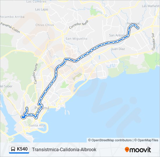 Mapa de K540 de autobús