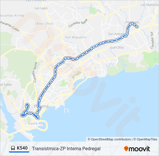Mapa de K540 de autobús