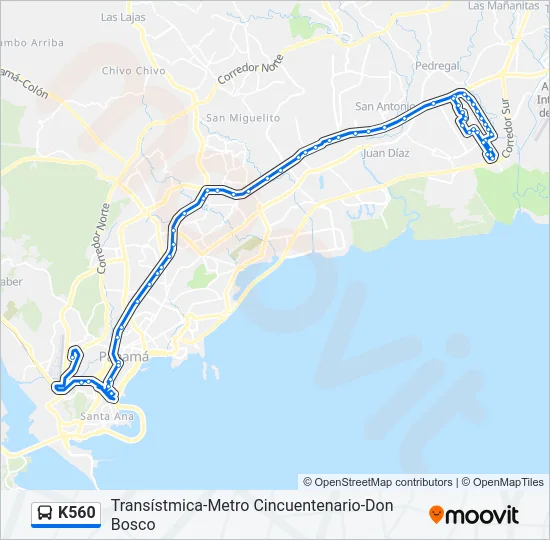 K560 Bus Line Map