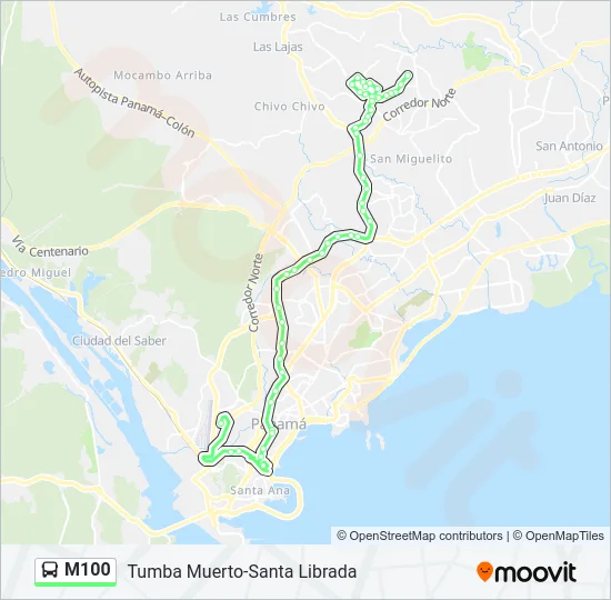 M100 Bus Line Map