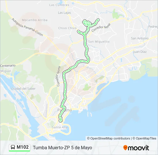 M102 Bus Line Map