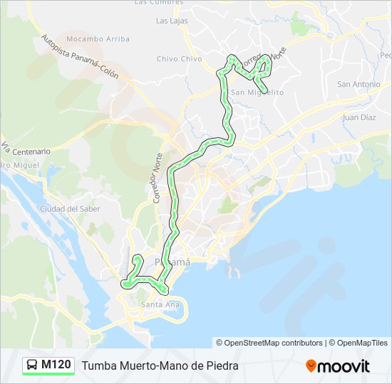 Mapa de M120 de autobús