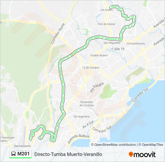 Mapa de M201 de autobús