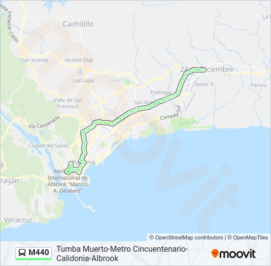 Mapa de M440 de autobús
