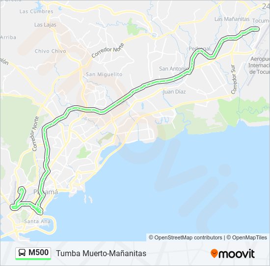 Mapa de M500 de autobús