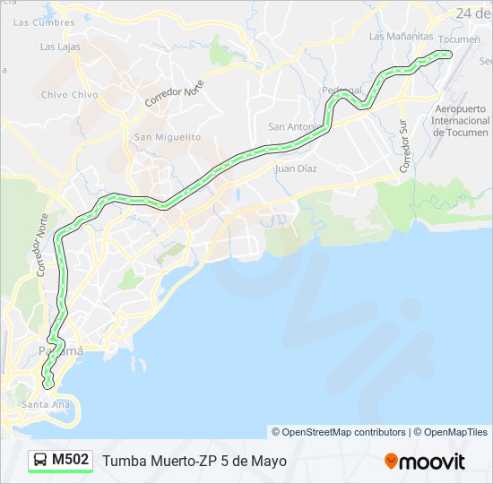 Mapa de M502 de autobús