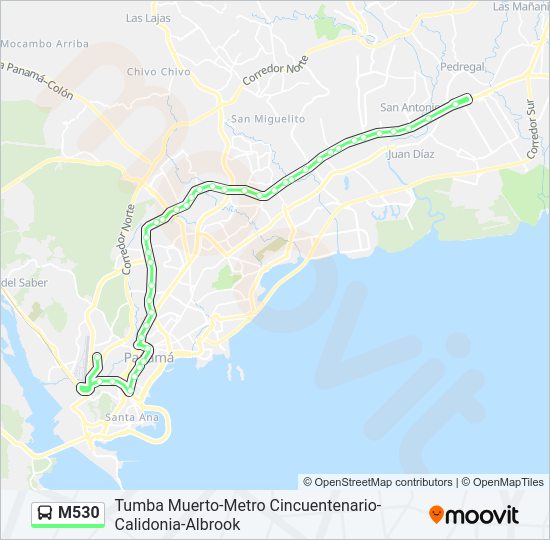 Mapa de M530 de autobús
