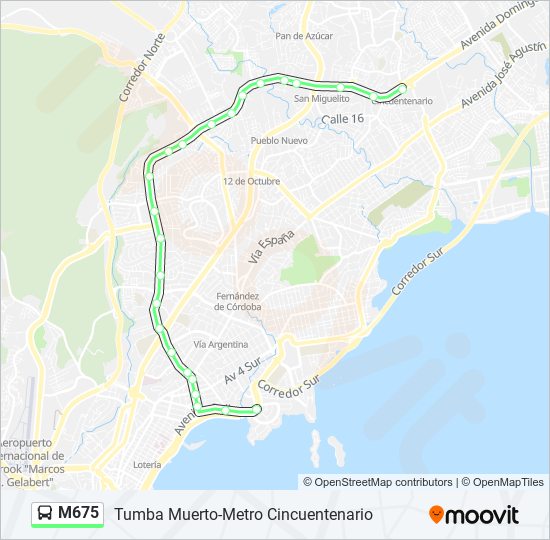 Mapa de M675 de autobús