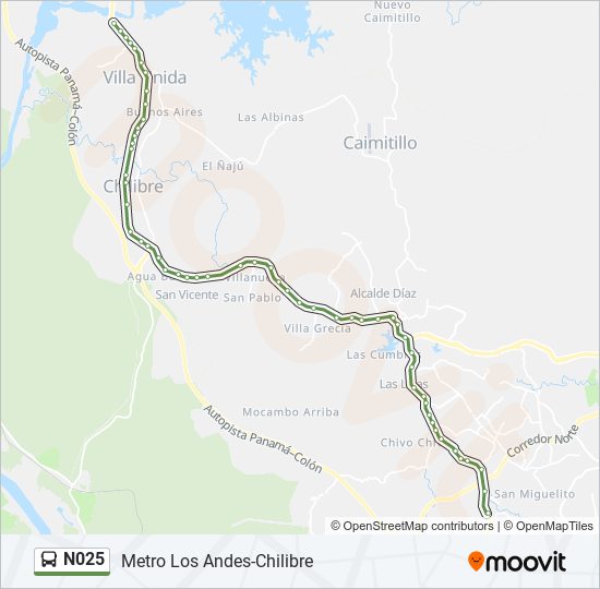 N025 bus Line Map