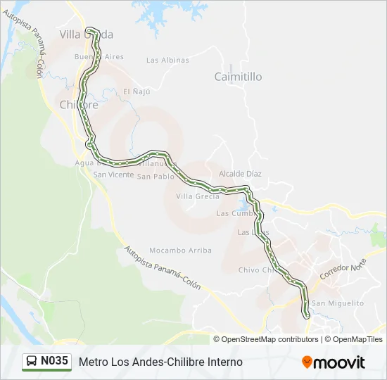 N035 Bus Line Map