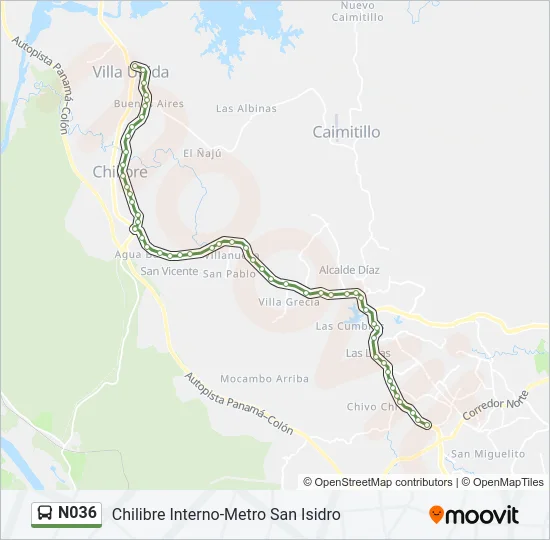 N036 Bus Line Map
