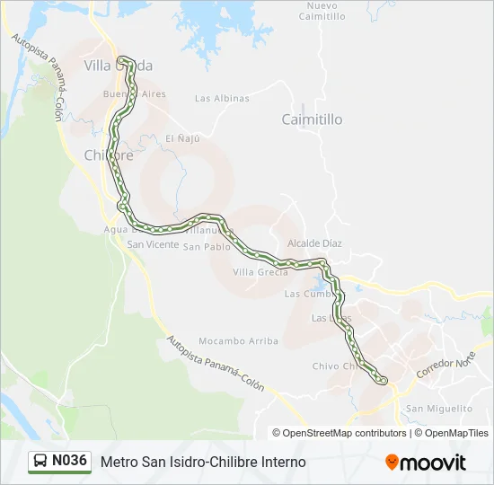N036 Bus Line Map