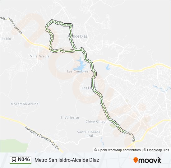 Mapa de N046 de autobús