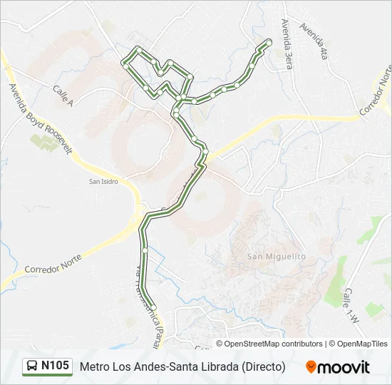 N105 Bus Line Map
