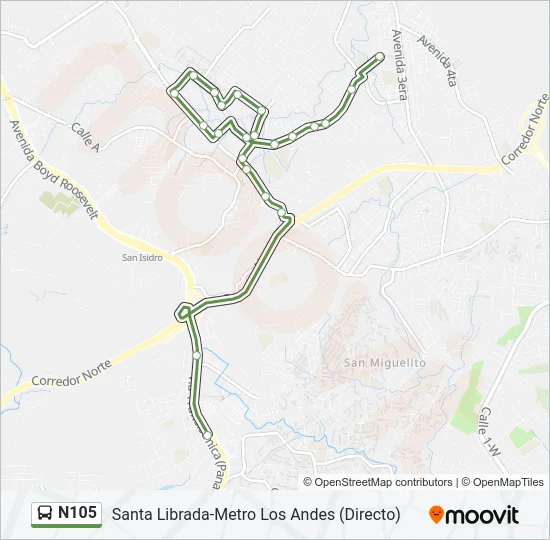 N105 Bus Line Map