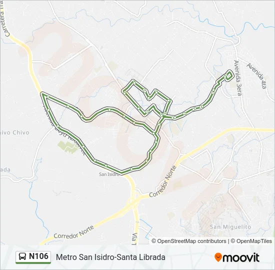 N106 Bus Line Map