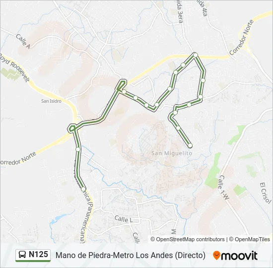 N125 Bus Line Map