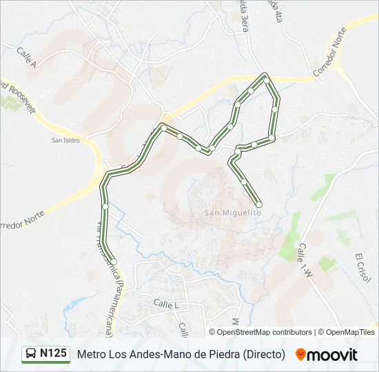 N125 Bus Line Map