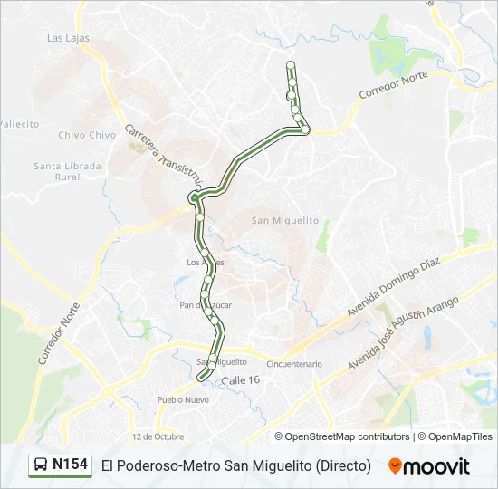 N154 Bus Line Map