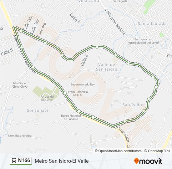 N166 bus Line Map