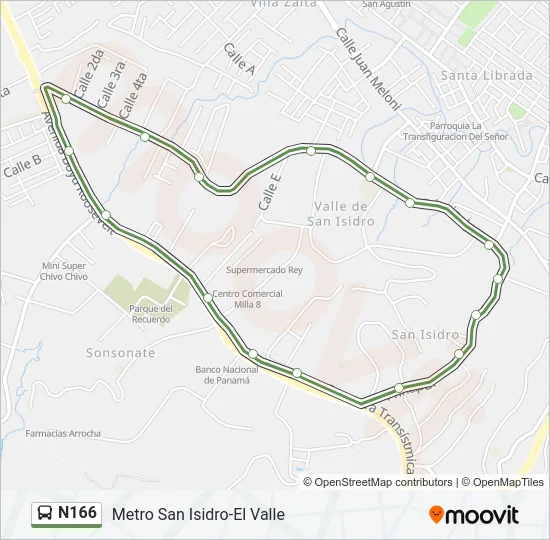 N166 Bus Line Map