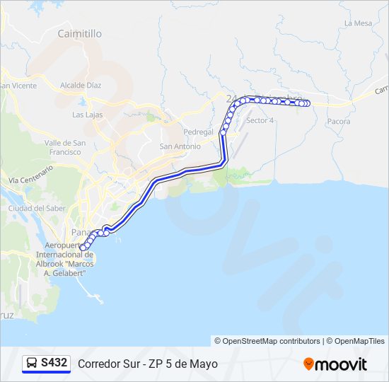 Mapa de S432 de autobús