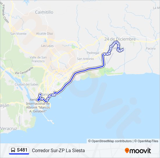 Mapa de S481 de autobús