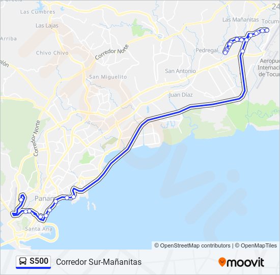 Mapa de S500 de autobús