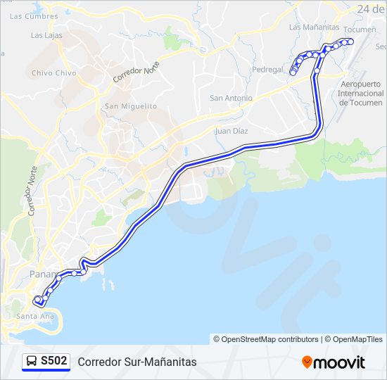 Mapa de S502 de autobús