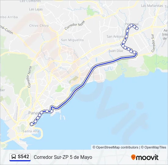 S542 Bus Line Map