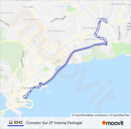 Mapa de S542 de autobús