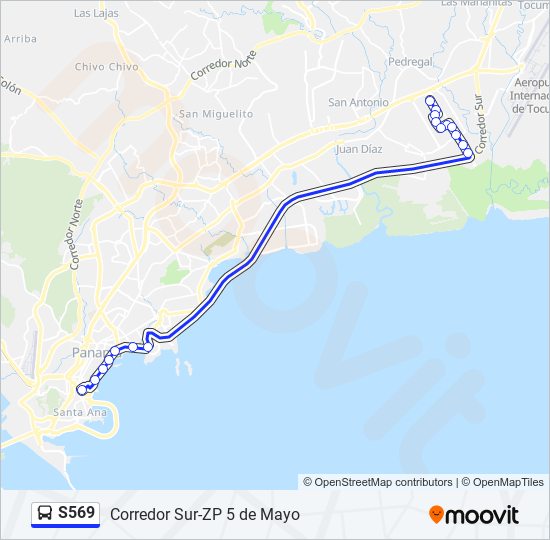 Mapa de S569 de autobús