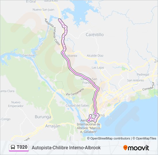 Mapa de T020 de autobús
